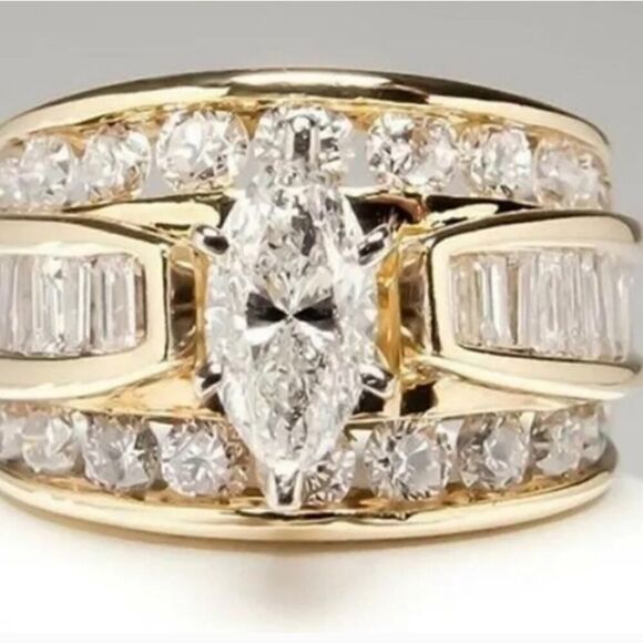 Triple-Row Cubic Zirconia Ring Size 9 - Picture 9 of 9